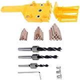 41 Pcs Handheld Woodworking Dowel Jig Guide Set,fits 6mm(1/4') 8mm(5/16') 10mm(3/8') Drill Bits,Wood Drilling Straight Hole Doweling with Metal Sleeve