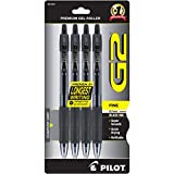 PILOT G2 Premium Refillable and Retractable Rolling Ball Gel Pens, Fine Point, Black Ink, 4-Pack (31057)