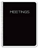 BookFactory Meeting Notebook/Meeting Book for Work- Black 120 Pages (Ruled Format), 8.5in x 11in, Wire-O Bound (MTG-120-7CW-A-(Meetings-K)-MX)