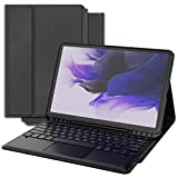Keyboard Case for Samsung Galaxy Tab S7 FE 12.4' 2021 - DOMEUN Smart Wireless Waterproof Detachable Magnetic Tablet Trackpad Keyboard Cover for S7 FE SM-T730/T736 with S Pen Holder (Black)…