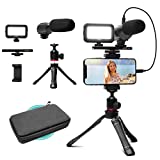 Movo iVlogger Vlogging Kit for iPhone - Lightning Compatible Video Vlog Kit - Accessories: Phone Tripod, Phone Mount, LED Light and Shotgun Microphone - for YouTube Starter Kit or iPhone Vlogging Kit