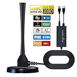 QTEANCOOL TV Antenna, Indoor TV Antenna for Smart TV Long Range Reception up to 250 Miles, TV Antenna with Amplifier Signal Booster Support 4K 1080P for All TV Local Channels 16ft Coax Cable