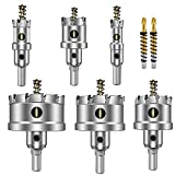 ASNOMY 8PCS Large TCT Hole Saw Kit for Hard Metal, 5/8'-2-3/8' (16-60mm) Carbide Tipped Hole Saw Hole Cutter with Titanium-Plated Pilot Drill bit for Metal, Stainless Steel, Iron, Wood, Plastic