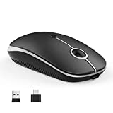 Type C MacBook Mouse, Vssoplor Wireless Mouse Dual Mode 2.4G USB C Cordless Mice with Nano USB and Type C Receiver Compatible with PC, Laptop, MacBook and All Type C Devices-Black and Silver