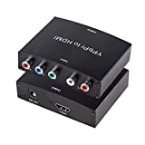 Component to HDMI Converter, YPbPr to HDMI Adapter, 5RCA Component RGB YPbPr to HDMI Converter Adapter 1080P Supports DVD, Xbox 360, PSP to HDTV, Monitor and Projector