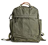 Gootium Canvas Backpack for Women Vintage Style Zipper Bag Men's Casual Daypack Cloth Outdoor Travel Rucksack, Olive