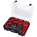 Bi-Metal Hole Saw Kit, SUNGATOR 18-Piece General Purpose 3/4' to 2-1/2' Set with Case. Durable High Speed Steel (HSS). Fast Cut Clean, Smooth and Precise Holes Through Metal, Wood, Plastic, Drywall.