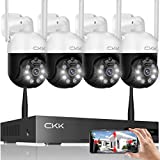 【Pan Tilt Zoom】 Wireless Security Camera System,4pcs 3MP PTZ Cameras Outdoor Indoor, 8 Channel 3MP WiFi Surveillance NVR System ,Floodlights & Siren Alarm,AI Human Detection