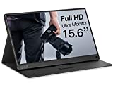 Lasitu Ultrathin&Ultralight Portable Monitor 15.6 Inch Full HD 1080P USB C Monitor with Type-C/HDMI Portable Screen for Laptop Mac PC Phone Xbox PS4 Switch, Smart Case & Screen Protector Included