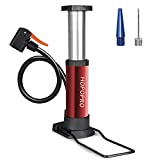 HOPOPRO Mini Bicycle Pump, Portable Bike Floor Pump Bike Tire Pump Hand Foot Activated Bike Pump with Presta Schrader Dunlop Valves Extra Valve and Gas Needle for Road Bike Mountain Bike Balls