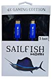 4K Ultra HD HDMI Cable Supports 2160p, 4K@60Hz, HDR, ARC with Cable Management Strap Compatible with Xbox Series S, Xbox One, PS5, PC, HDTV, Blu-Ray (3 Feet, Blue)