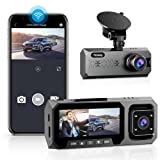 Dual Dash Cam WiFi with App, FOCUWAY 1080P Front and 1080P Inside Dash Camera for Cars, IR Night Vision Dashboard Camera, 3.16” LCD Screen, Parking Monitor, Type-C Port (SD Card Not Included)