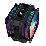 ALSEYE M120D Plus CPU Air Cooler, Temperature Displayed CPU Cooler Comes with Dual ARGB & PWM 120mm Max Series Fans, Compatible with Intel LGA1700 /1200 /115X /2011/2066 /1366 and AMD AM4 (Black)