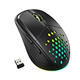 Wireless Mouse for Laptop, UHURU 2.4G Rechargeable LED Mouse, Small Computer Mice with Silent Click,3 Adjustable DPI, 6 Buttons, Compatible with Windows Chromebook (Black) (UGM-03)