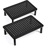 2 Pack Monitor Riser Desktop Stand, Flat Screen TV Monitor Stand Riser, Sturdy Metal Laptop Computer Monitor Stand Shelf for Printer, iMac, 3 Height Adjustable PC Stand with Mesh Platform by LOTEYIKE
