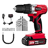 AVID POWER 20V MAX Lithium lon Cordless Drill Set, Power Drill Kit with Battery and Charger, 3/8 inches Keyless Chuck, Variable Speed, 16 Position and 22pcs Drill Bits (Red)