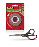 Scotch Heavy-Duty Exterior Mounting Tape, Holds 5 lb, 1 in x 60 in Roll and 1 Scissors 7 Inch