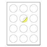 2' Round Matte White Sticker Label, Laser/Inkjet Printing - Letter Size, 30 Sheets