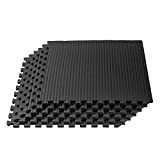 Velotas 1/2 Inch Thick EVA Foam Martial Arts Mat, Tatami Pattern, Interlocking Floor Tiles for Home Gym, MMA, Anti-Fatigue Mats, 24 in x 24 in, Black, 16 Sq Ft (4 Tiles) (VT-24-13M)