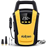 Nulksen Tire Inflator Portable Air Compressor, 120PSI DC 12V Air Pump for Car Tires, Fast Inflate Electric Tire Pump with Digital Pressure Gauge LED Light for Car Bike Motor Ball