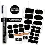 Chalkboard Labels for Storage Bins | 96 Chalk Labels for Containers | Chalk Labels for Mason Jar Labels | Removable Labels for Food Container Liquid Chalk Pen | Chalkboard Sticker Labels to Write On