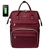 LOVEVOOK Laptop Backpack Women Teacher Backpack Nurse Bags, 15.6 Inch Womens Work Backpack Purse Waterproof Anti-theft Travel Back Pack with USB Charging Port (Vine Red)