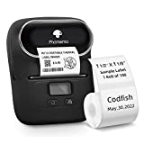 Phomemo M110 Label Maker - Max. Print Width 1⅞'', Bluetooth Portable Thermal Label Printer, for Product, Barcode, QR Code, Address, for iOS & Android, with 1pack 1½' x 1⅛' Labels, Ebony Black