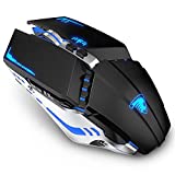 TENMOS T21 Bluetooth Mouse, 2.4G LED Dual Mode (Bluetooth 5.1+ USB) Bluetooth Wireless Mouse, Rechargeable Silent Computer Gaming Mice for Laptop, iPad, MacOS, PC, Windows, Android (Black)