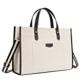 Missnine Laptop Tote Bag Canvas Laptop Bag 15.6 inch Work Shoulder Bags Casual Briefcase Handbag for Travel, Office, School