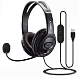USB Headset with Microphone Noise Cancelling & Mic Mute, Stereo Computer Headphone for Call Center Office Business PC Softphone Calls Microsoft Teams Skype Chat, Clear Voice for Voice Recognition