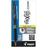 PILOT FriXion Clicker Erasable, Refillable & Retractable Gel Ink Pens, Fine Point, Black Ink, 12-Pack (31450)
