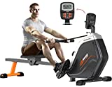 pooboo Magnetic Rowing Machines Rower Foldable with 16 Level Resistance Indoor Rower Machines with Digital Monitor & Transport Wheels for Home Use