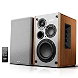 Moukey Powered Bookshelf Speakers Pair, Bluetooth 5.0 Studio Monitors, 3 Way 4+2+1‘’ Speakers, Wooden 2.0 Stereo Active Speakers, 25W X 2 RMS, MA20-1
