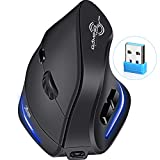 Ergonomic Mouse, 2.4GHz Wireless Vertical Mouse 3 Buttons with Adjustable DPI 2400/ 1600/ 1000 Rechargeable Optical Ergo Mouse for Laptop Computer Desktop Windows Mac OS