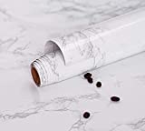 Marble Contact Paper Granite Gray/White Marble Wallpaper Self Adhesive Removable Glossy Vinyl Wallpaper for Countertop Kitchen Cabinet Shelf Liner Paper 17.71' X 393.7'