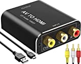 RCA to HDMI Converter, AV to HDMI Converter with RCA Cables, Aluminum 1080P Analog Composite CVBS Video Adapter Support PAL/NTSC for Smart TV PS2 Wii SNES N64 Xbox VHS VCR DVD Player