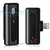 JSSEVN Wireless Lavalier Microphone, Plug-Play Wireless Mic Compatible with iPhone iPad, Auto Sync Noise Reduction Mic for Recording, YouTube, Facebook Live Stream, NO APP or Bluetooth Needed