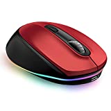 seenda Bluetooth Mouse - Ultra-Quiet, Rechargeable, Light-Up Wireless Mouse (Bluetooth 3.0/5.0+USB) for Computer, Laptop, Notebook, Kids' Chromebook, Mac, and Windows - Black and Red