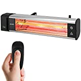 Infrared Outdoor Electric Space Heater - 1500W Fast Heating Outdoor Wall /Ceiling Heater Odorless Waterproof Electric Patio Heater w/ High Rated Aluminum Reflector - Remote Control -SereneLife SLOHT26