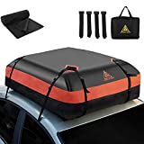 Car Rooftop Cargo Carrier Bag, 15 Cubic Feet Waterproof Heavy Duty 720D Car Roof Luggage Bag for All Vehicle with/Without Racks - Storage Bag, Anti-Slip Mat, 2 Extra Straps, 4 Door Hooks