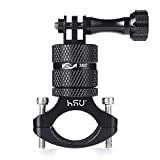 HSU Aluminum Bike Bicycle Handlebar Mount for Gopro Hero 11/10/9/8/7/6/5/4 Session AKASO Campark and Other Action Cameras, 360 Degrees Rotary Mountain Bike Rack Mount (Black)