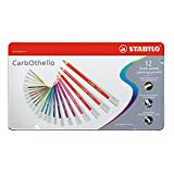 STABILO CarbOthello Metal Box of 12 Colours - Chalk-Pastel Coloured Pencil