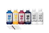 Lotsa Style Premium DTF Ink Refill for Inkjet Printers Heat Transfer Film Printing (120ml x 6, CMYK Wh)