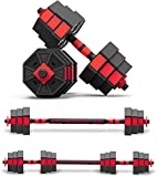 BIERDORF Adjustable Weights Dumbbells Set, Non-Rolling Adjustable Dumbbell Set, Octagonal, Home Gym Fitness Free Weight Set, 44/66 Lbs, Workout With Connecting Rod For Men Women