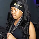 Ali Pearl Edge Wrap for Black Hair-Satin Edge Laying Scarf for Lace Frontal Wigs Soft Women's Satin Headband for Makeup, Facial, Sport,Yoga (Black 1 piece)