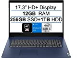 Newest Lenovo IdeaPad 17.3' HD+ Laptop Computer, Intel Quad-Core i5-1035G1(Up to 3.6GHz Beat i7-8550U), 12GB DDR4 RAM, 256GB SSD+1TB HDD, Webcam, WiFi 5, HDMI, Windows 10, Abyss Blue+JVQ MP