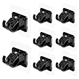 JIBOLAT 8PCS No Drill Curtain Rod Brackets No Drilling Self Adhesive Curtain Rod Holder Hooks Nail Free Adjustable Curtain Rod Hooks Curtain Hangers for Bathroom Kitchen Home Bathroom Hotel (Black)