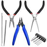 Worldity 10 Pieces Metal DIY Model Tool Sets Metal Earth Model Kits, 3 Different Style Nose Pliers and Tab Edge Cylinder Cone Shape Bending Assist Tools for 3D Metal Jigsaw Puzzles Assembly