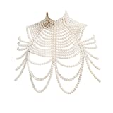 CCbodily Pearl Body Chain Bra - body chains for women plus size Shoulder Necklace faux pearl necklace - pearl necklaces for women Pearl Top Fashion Shawls Body Harness