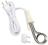Lewis N. Portable Immersion Water Heater + Electric Kettle Alternative for Coffee, Tea + Hot Chocolate, Camping, Travel + Office w/Travel Adapter, White, 120/240v